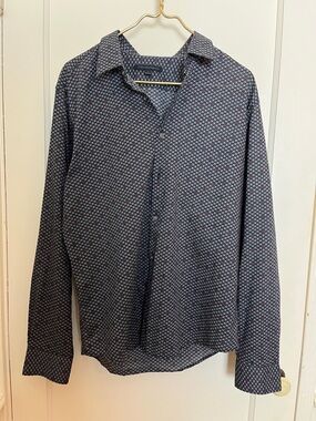 John Varvatos USA Patterned Grey/Red Shirt with Skull and Crossbones pattern
